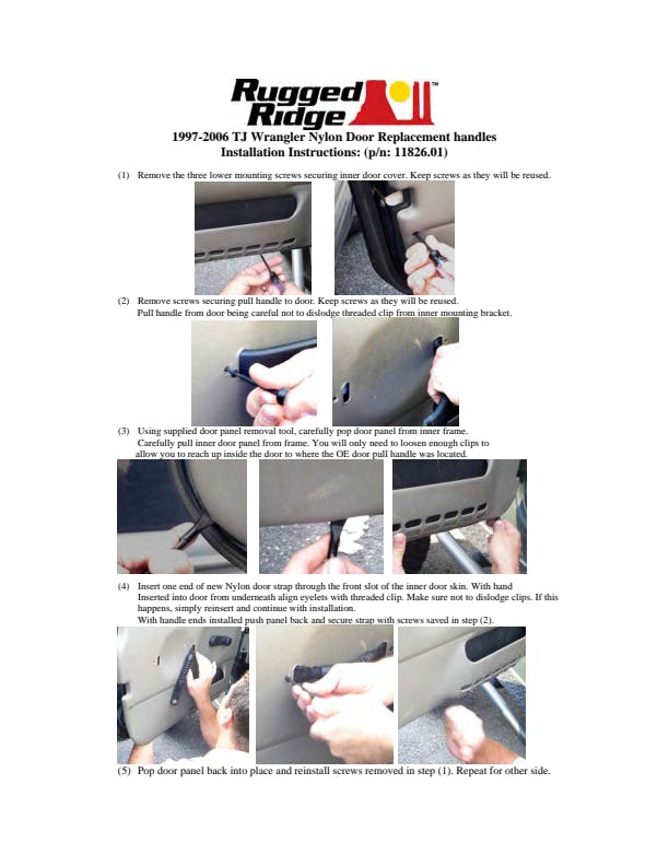 Rugged Ridge 11826.01 Black Replacement Door Strap/Handle Pair 