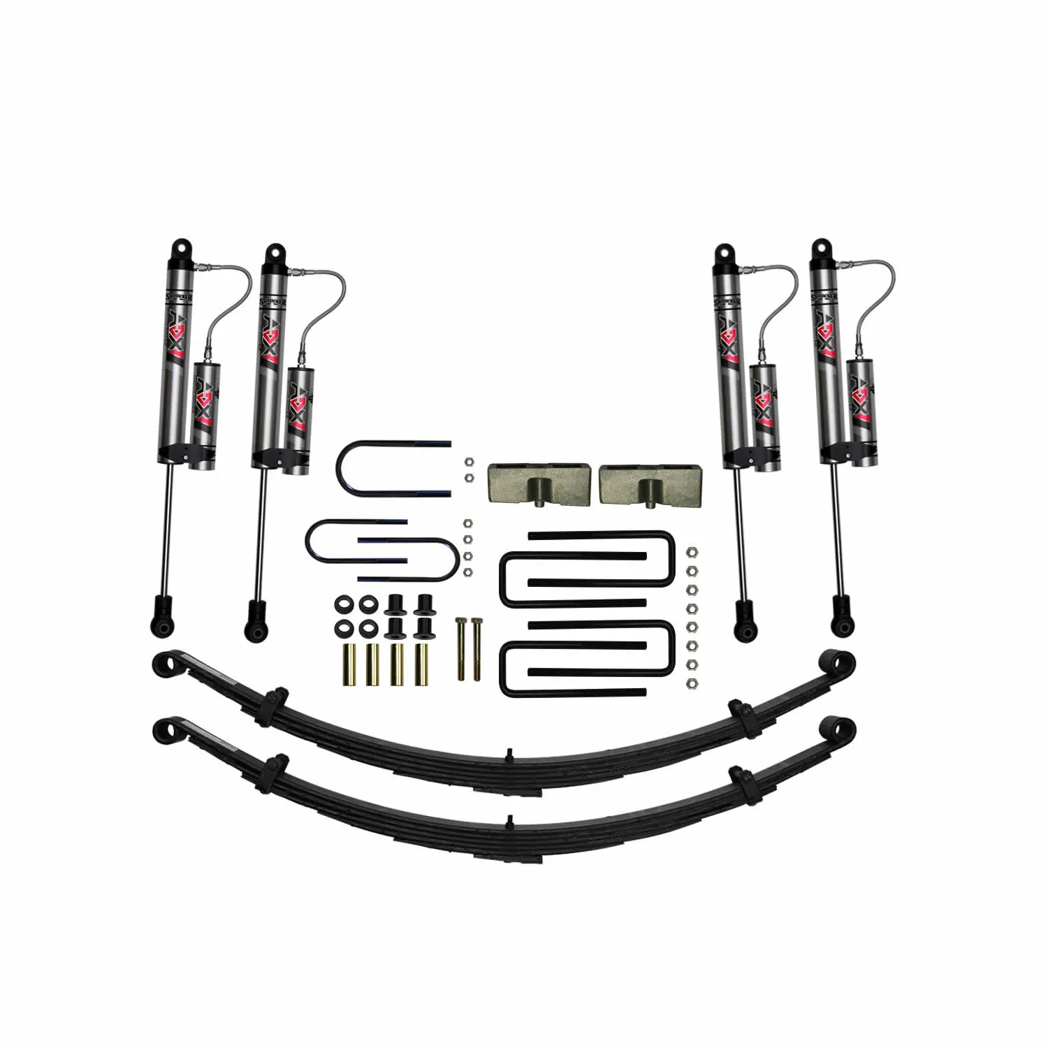 Skyjacker 4 In. Suspension Lift Kit With ADX 2.0 Remote Reservoir Shocks.