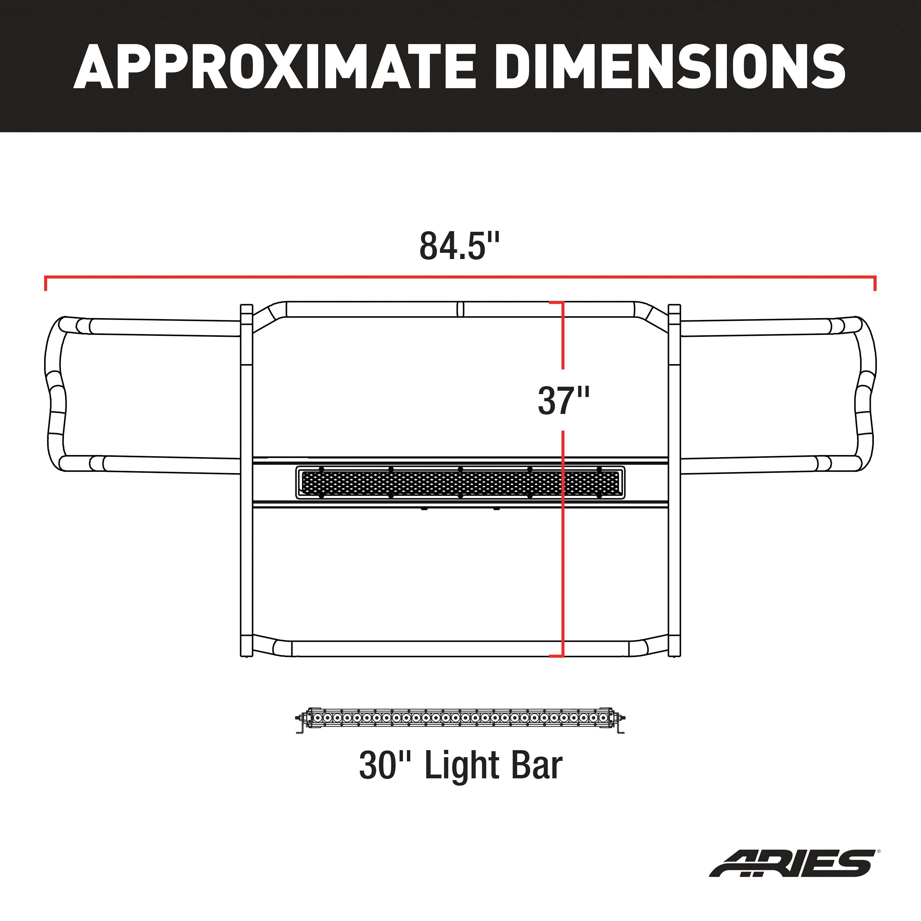 ARIES 2170004 Pro Series Black Steel Grille Guard with Light Bar