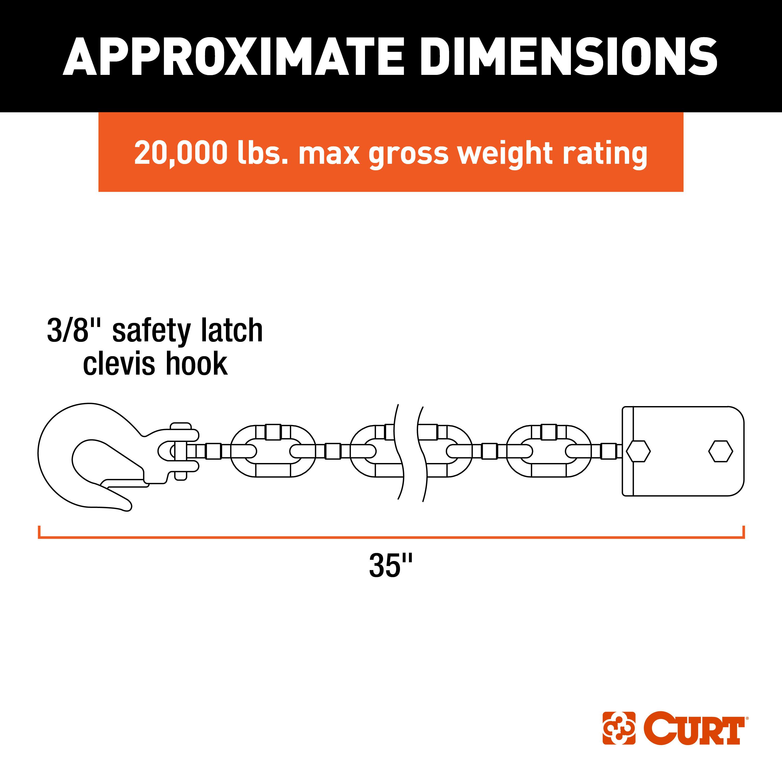 CURT 16613 CrossWing 5th Wheel Safety Chain Assembly