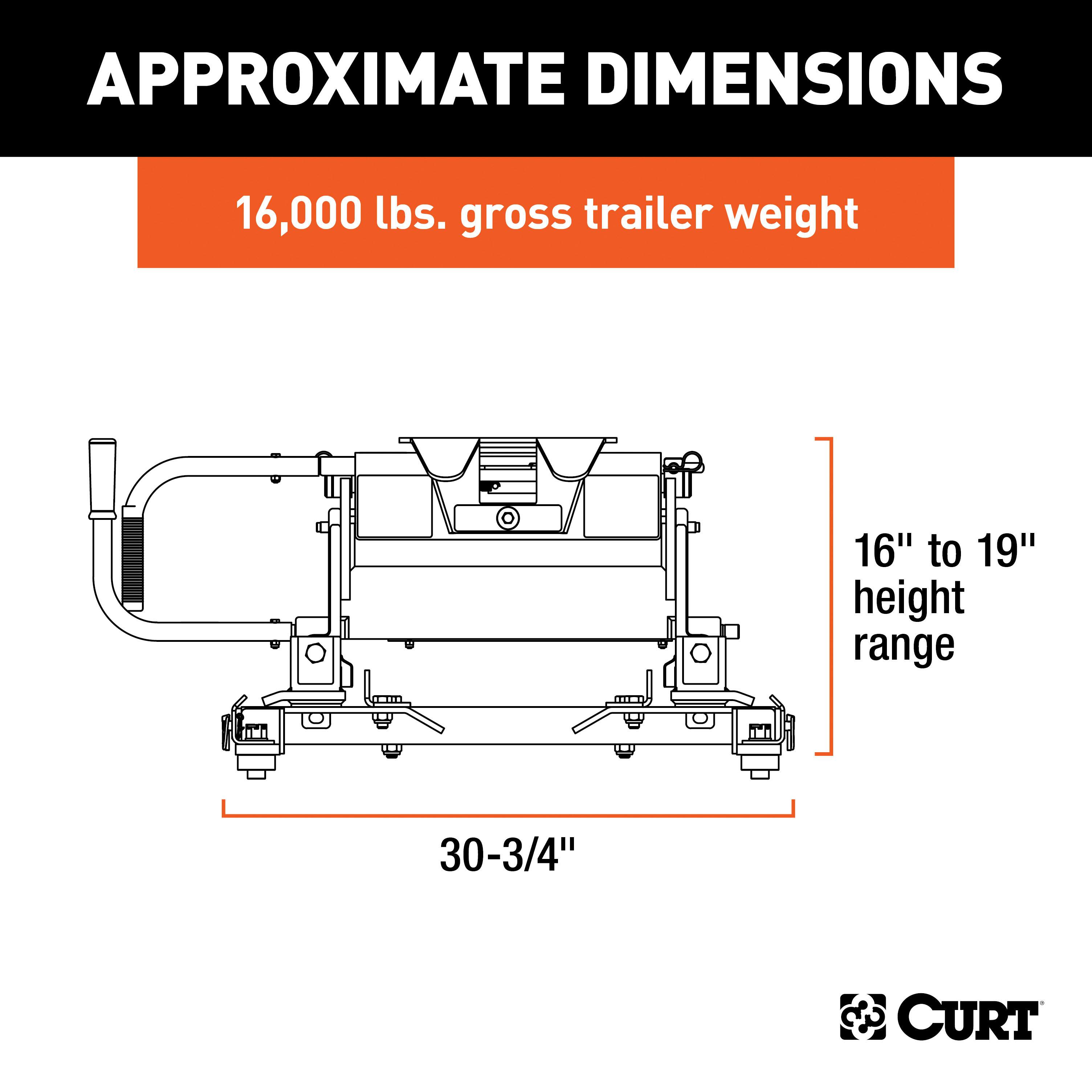 CURT 16667 E16 Sliding 5th Wheel Hitch, 16K, Select Silverado, Sierra, 6.5' Bed Puck System