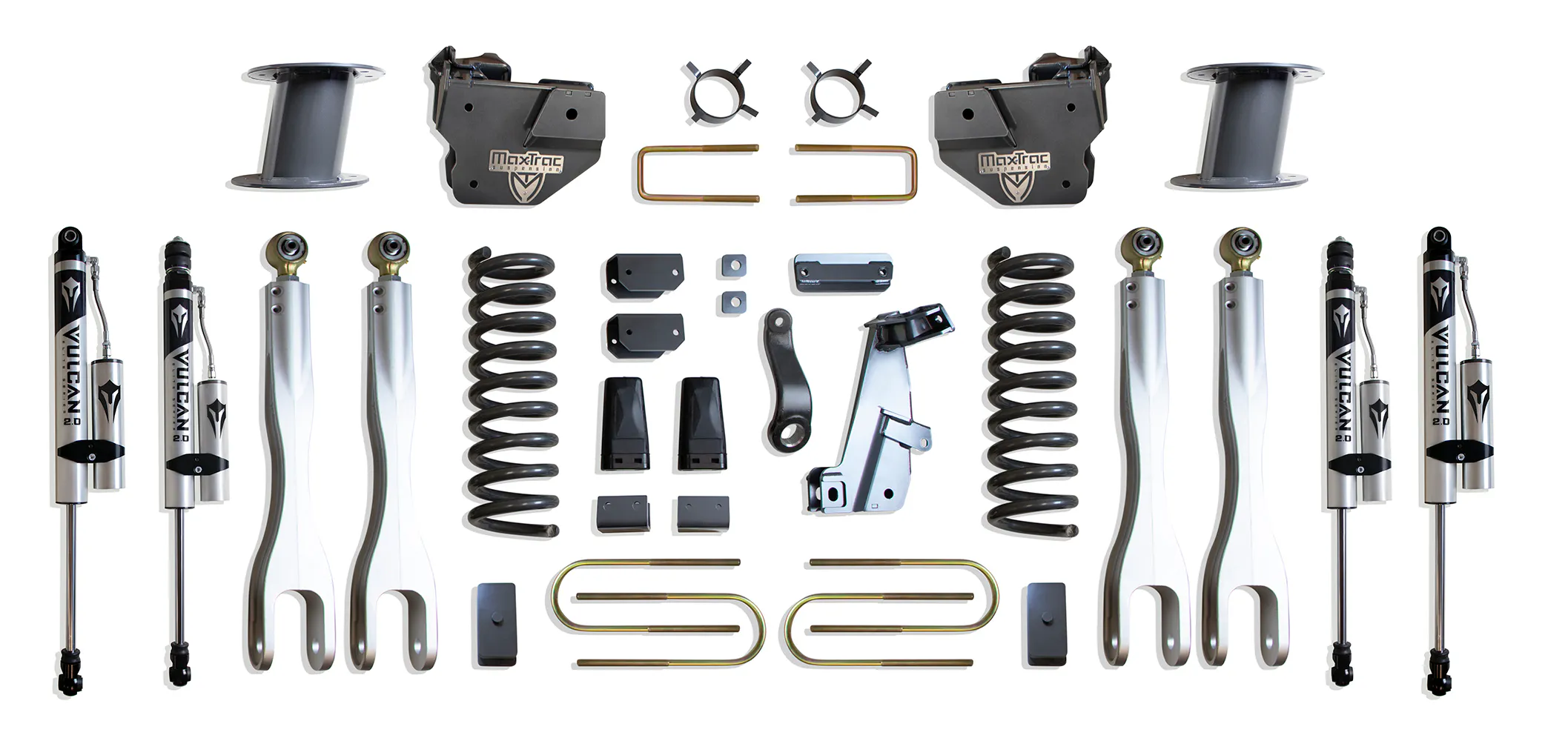 MaxTrac Suspension 8" LIFT KIT W/ 4-LINKS (VULCAN RESERVOIR SHOCKS) (FACTORY REAR AIR RIDE)