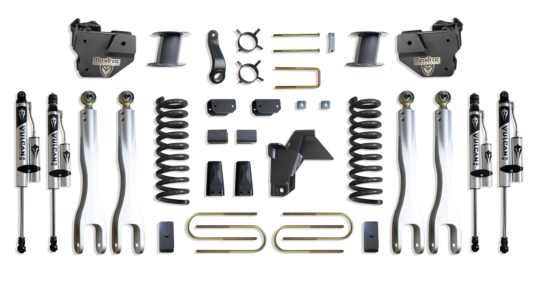 MaxTrac Suspension 8" LIFT KIT W/ 4-LINKS (VULCAN RESERVOIR SHOCKS) (FACTORY REAR AIR RIDE)
