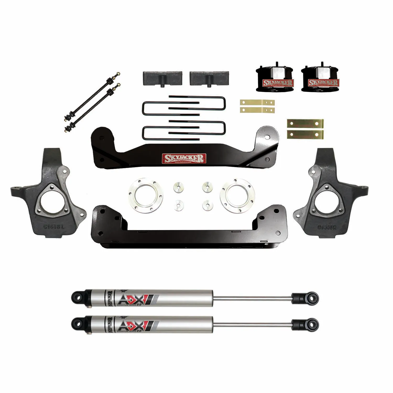 Skyjacker 4 in. Suspension Lift Kit With ADX M2.0 Aluminum Monotube Shocks.