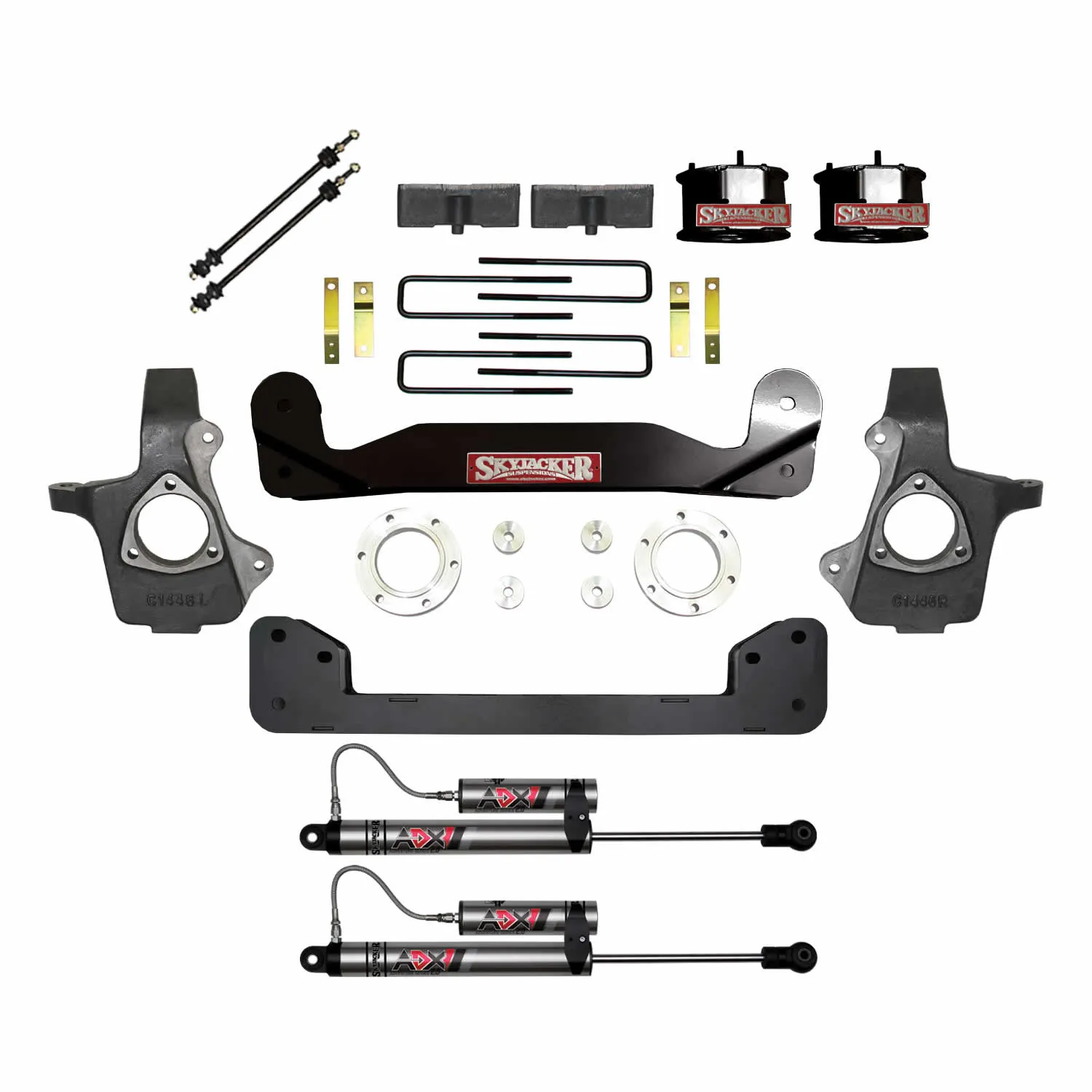 Skyjacker 4 In. Suspension Lift Kit With ADX 2.0 Remote Reservoir Shocks.
