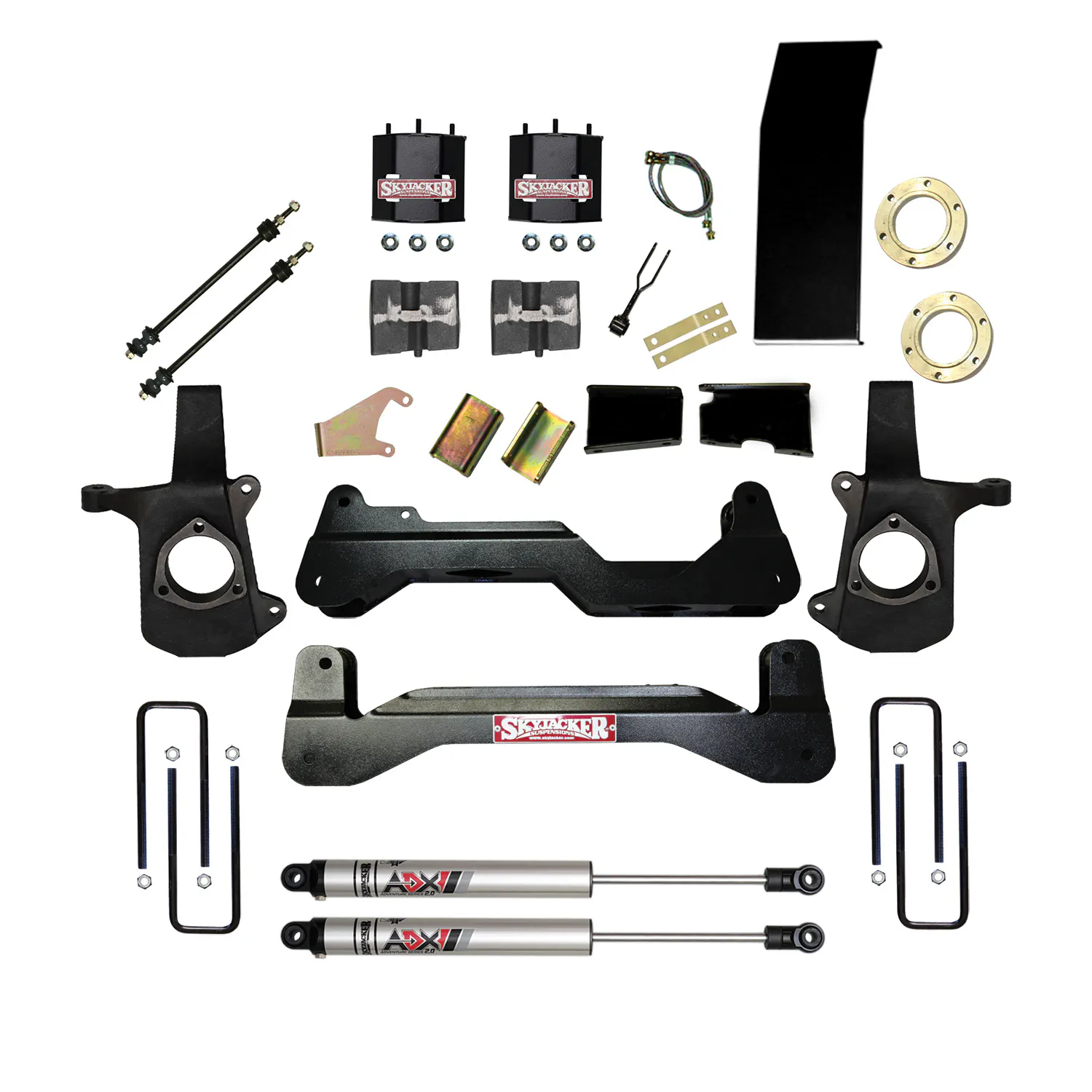 Skyjacker 6 in. Suspension Lift Kit With ADX M2.0 Aluminum Monotube Shocks.