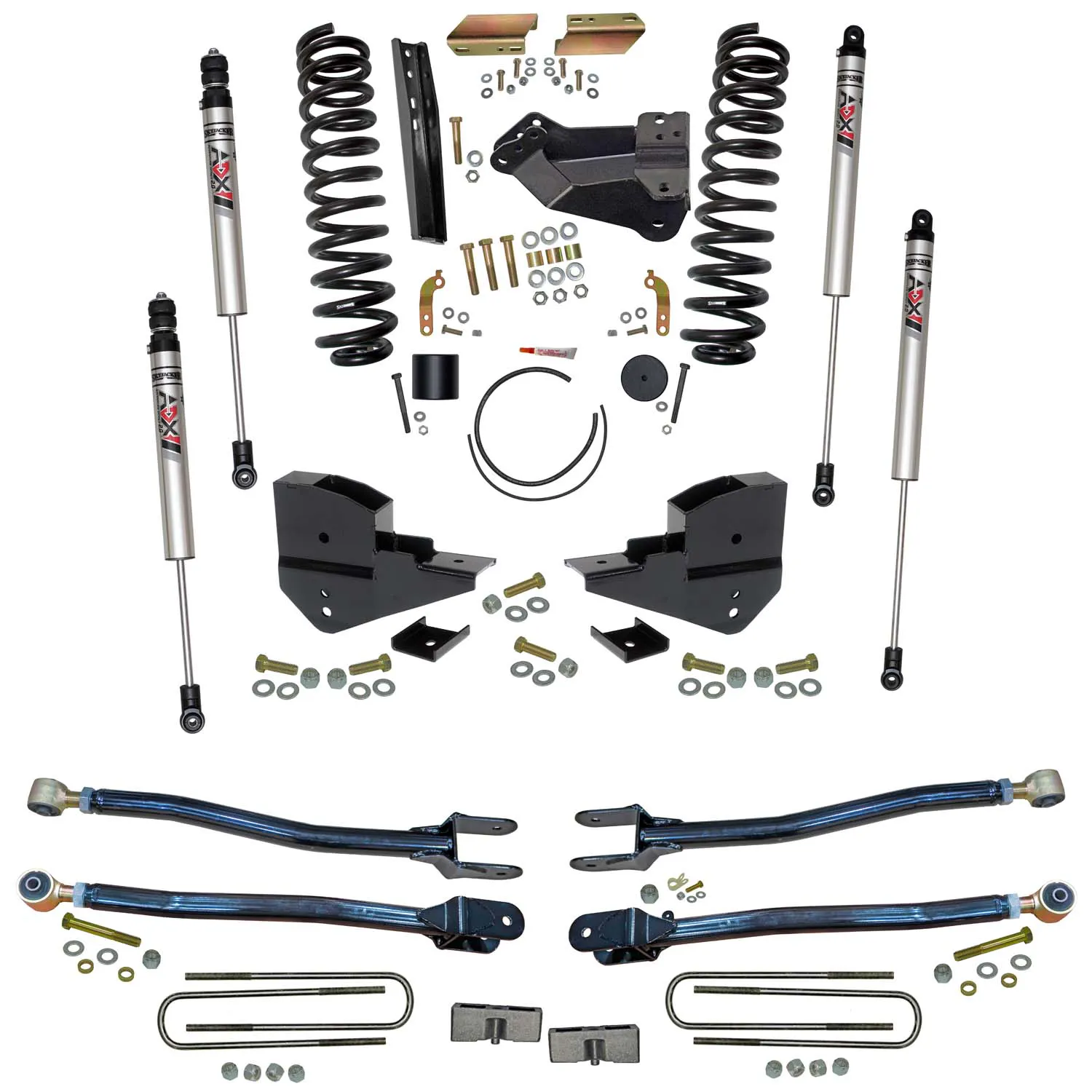 Skyjacker 4 in. Suspension Lift Kit With ADX M2.0 Aluminum Monotube Shocks.