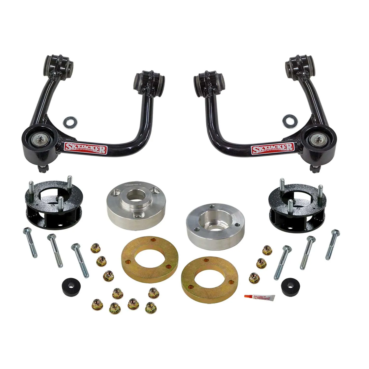 Skyjacker 3 In. Suspension Lift Kit With Metal Spacers And Upper Control Arms.