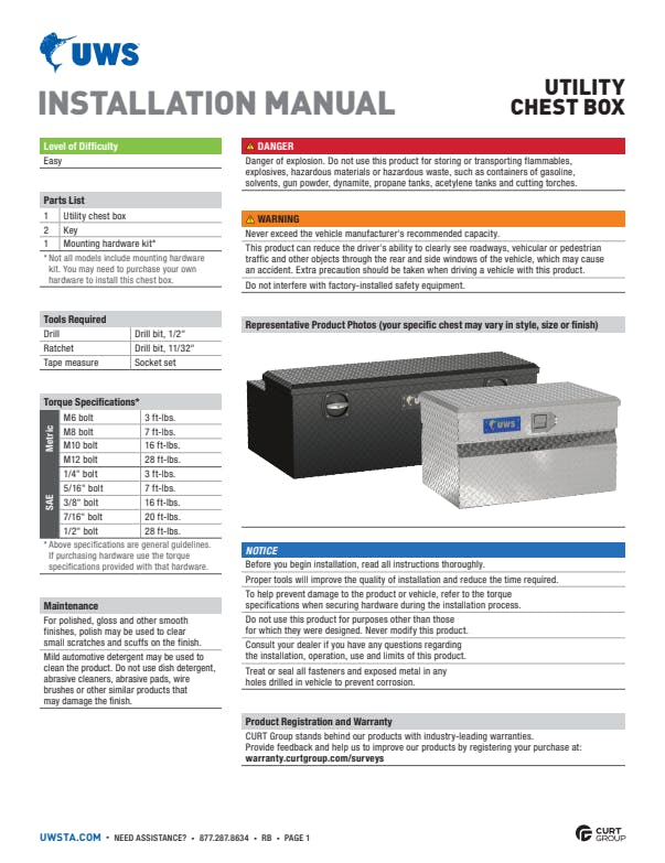 UWS EC20132 30 in. Truck Tool Box