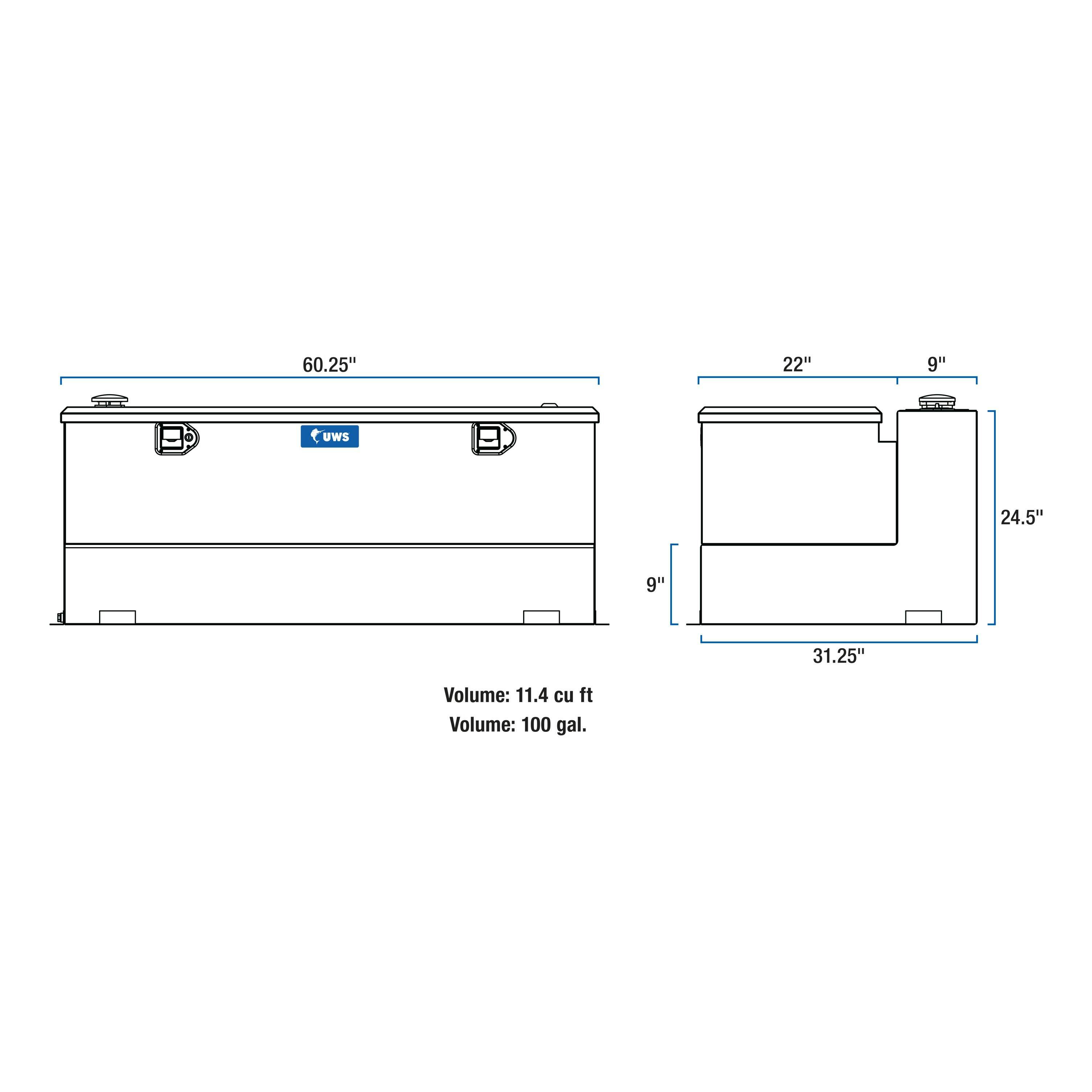 UWS TT-100-CB-B Aluminum Transfer Tank 100 Gallon Combo Tank Black