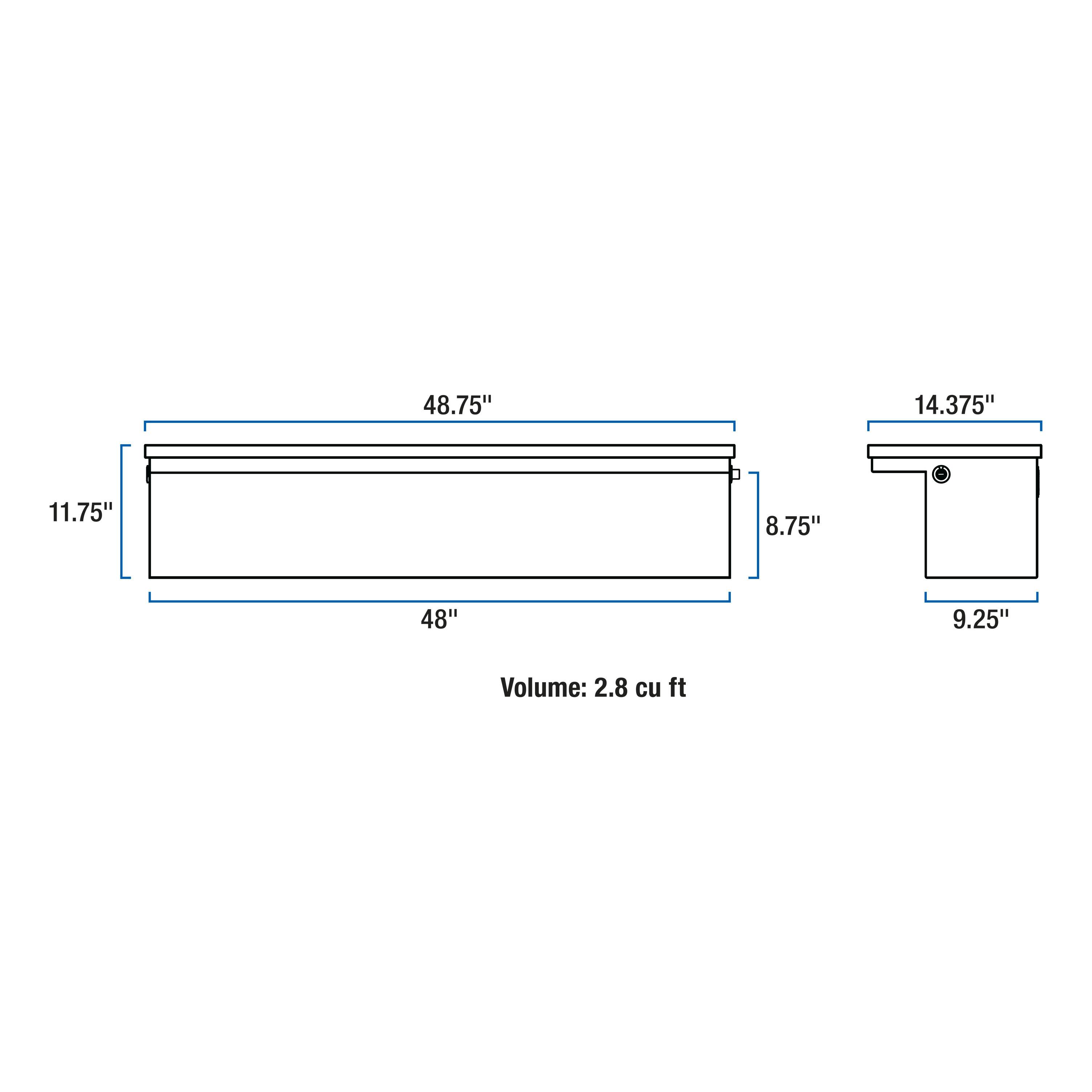 UWS Matte Black Aluminum 48 Truck Side Tool Box - Low Profile EC30203