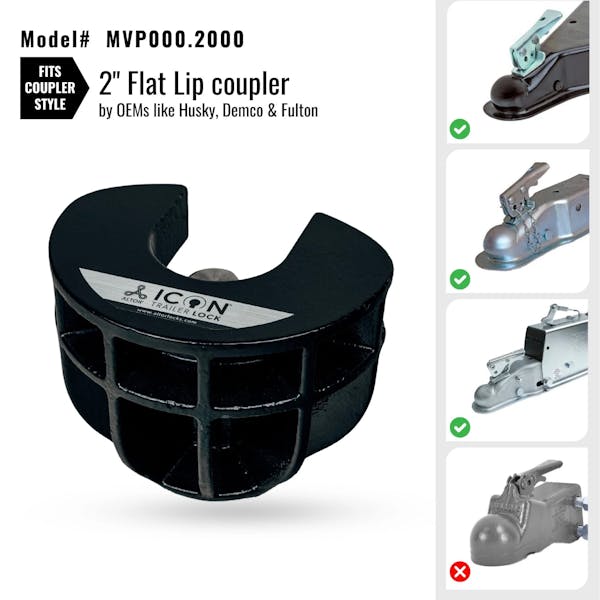 Altor Locks MVP000.2000 ICON Trailer Coupler Lock for 2 Couplers with Flat Lip Design OEMs-Demco/Fulton