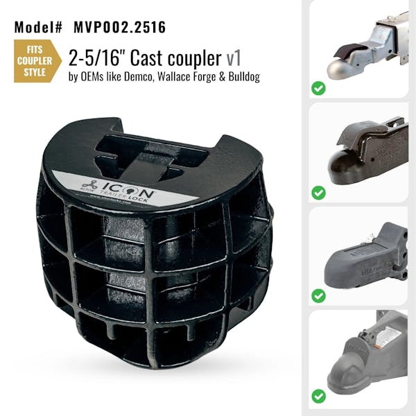 Altor Locks MVP002.2516 ICON Trailer Coupler Lock 2-5/16 flat lip- Demco/Buyers Products/Wallace Forge