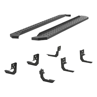 ARIES 2055515 RidgeStep 6-1/2" x 85" Black Steel Running Boards, Select Ram 1500 to 5500