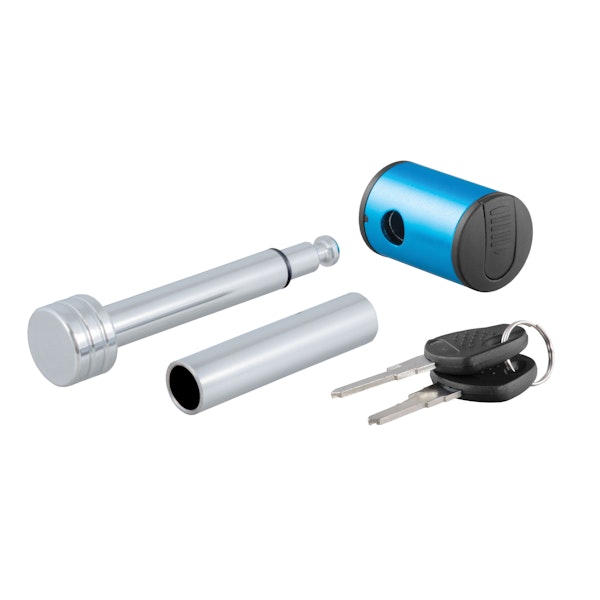 CURT 23506 1/2 Hitch Lock with 5/8 Adapter (1-1/4 or 2 Receiver, Right-Angle, Chrome)