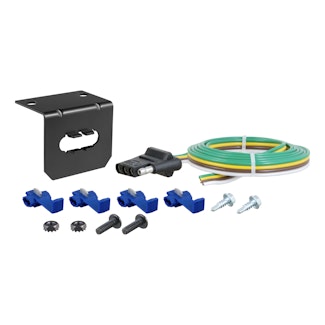 CURT 58345 4-Way Flat Connector Socket with Hardware (Vehicle Side, Packaged)