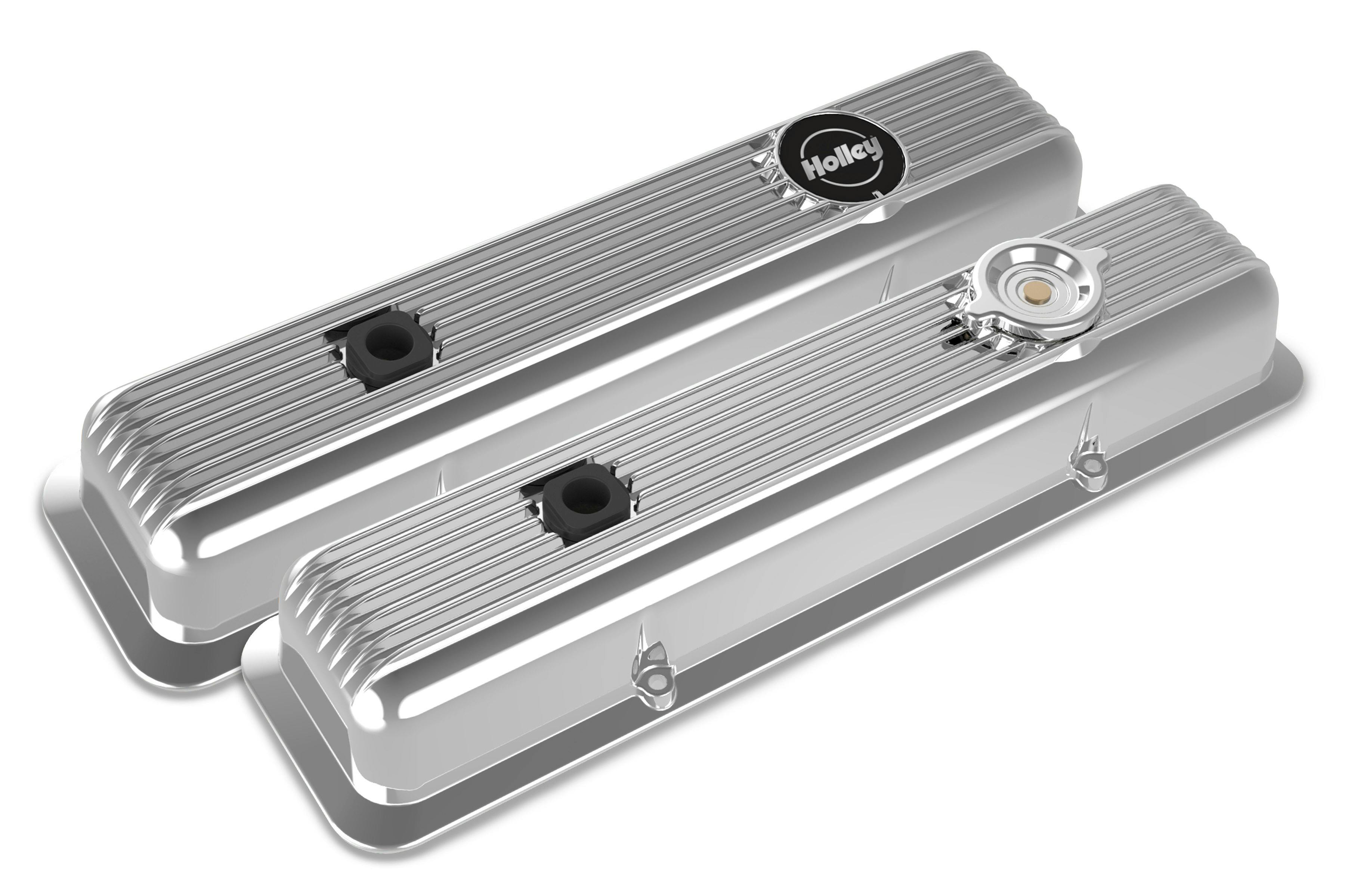 Holley 241-137 SBC MUSCLE SERIES VALVE COVERS,FINNED,PO