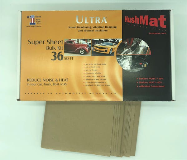 Hushmat 10801 Super Bulk Kit has 9 silver sheets of 18x32 in Ultra. Total  36 sqft.