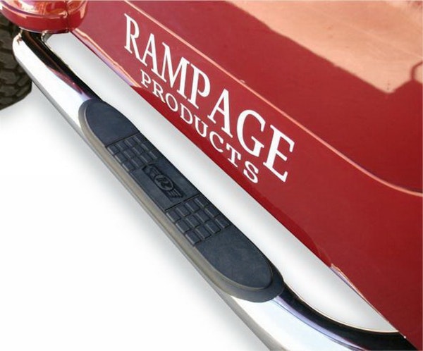 Rampage Products 8628 Body Side 3 in. Round Step Bar Wheel -To- Wheel; w/Step; Black Powder Coat; Pair