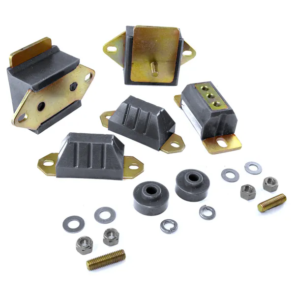 Prothane 1-1901 Red Urethane Drive Train Kit With Motor Mounts, Transmission Mount & Axle Snubbers For Jeep CJ5, CJ7 & CJ8