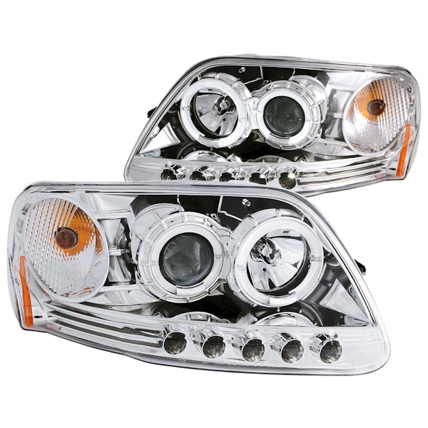 AnzoUSA 111032 Projector Headlights with Halo and LED Chrome 1pc