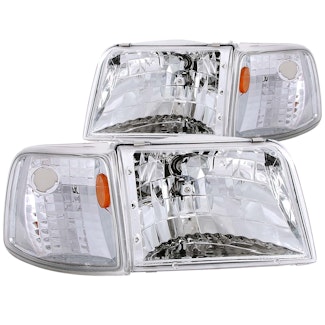 AnzoUSA 111119 Crystal Headlights Chrome with Corner Lights 2pc