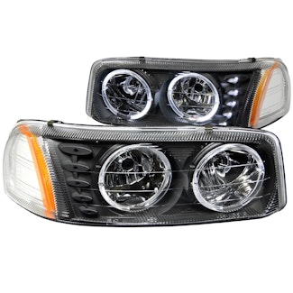 AnzoUSA 111207 Crystal Headlights with Halo & LED Black