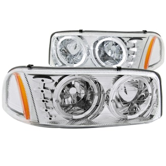 AnzoUSA 111208 Crystal Headlights with Halo & LED Chrome