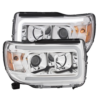 AnzoUSA 111382 Projector Headlights with Plank Style Design Chrome with Amber