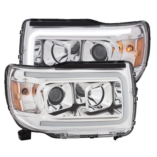 AnzoUSA 111382 Projector Headlights with Plank Style Design Chrome with Amber