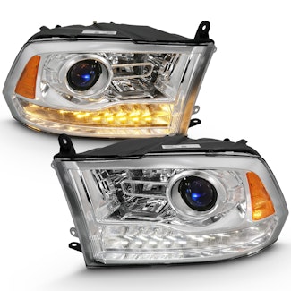 AnzoUSA 111440 Projector Plank Style Switchback Headlights Halo Chrome Amber (OE Style)