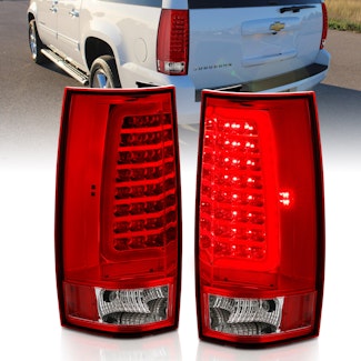 AnzoUSA 311323 LED Taillight Plank Style Chrome with Red/Clear Lens