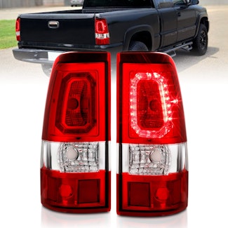 AnzoUSA 311329 LED Taillights Plank Style Chrome with Red/Clear Lens