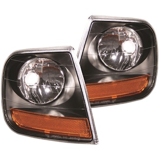 AnzoUSA 521040 HARLEY - DAVIDSON® Style Corner Lights Black with Amber Reflector