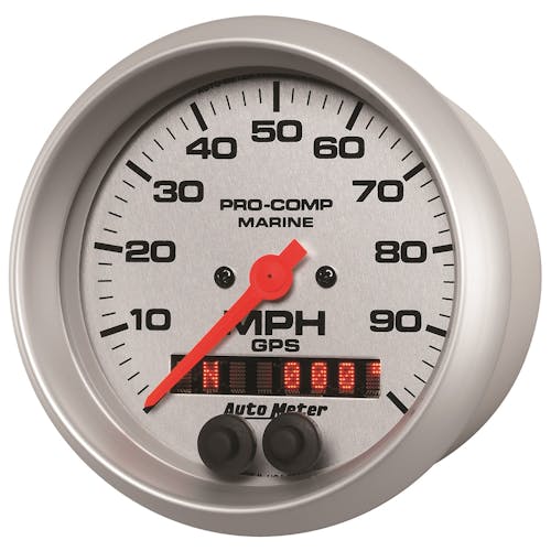 Autometer Products 0636 33 Speedometer Gauge Marine Silver 3 3 8 100mph Gps