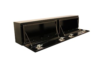 Better Built 64210122 Top Mount; Black Steel Truck Tool Box 72in.Lx12in.Wx16in.H Double Door