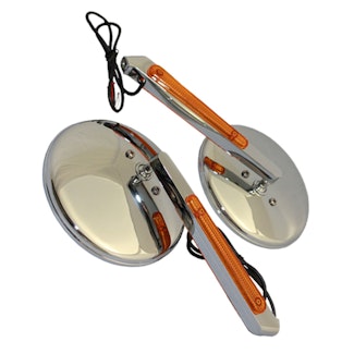 Cipa 01907 Motorcycle Chrome Round LED Lighted Mirror Kit (Left and Right Side) Universal