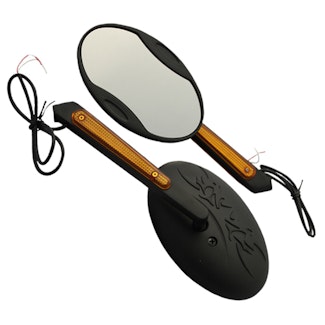 Cipa 01914 Motorcycle Black Tribal LED Lighted Mirror Kit (Left and Right Side) Universal