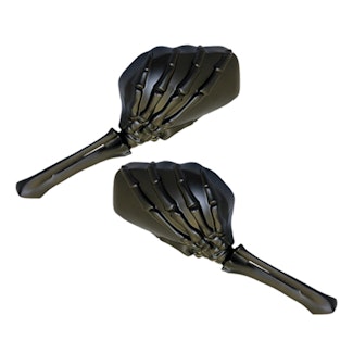 Cipa 01916 Motorcycle Black Skeleton Hand Mirror Kit  (Left and Right Side) Universal
