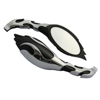Cipa 01919 Motorcycle Black/Chrome Two Tone Flame Mirror Kit  (Left and Right Side)