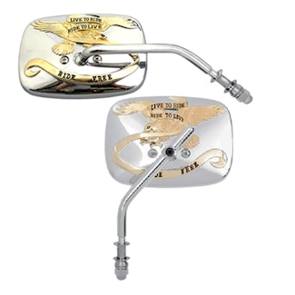 Cipa 01925 Motorcycle Chrome Live To Ride Mirror Kit (Left and Right Side) Universal