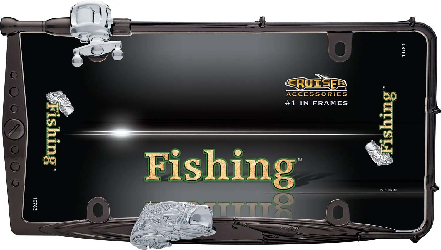 Cruiser Accessories 19783 Fishing License Plate Frame (Black