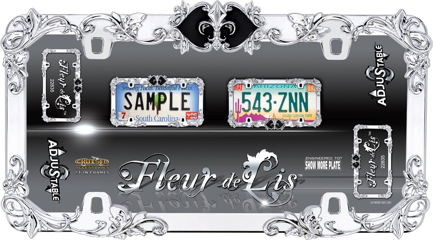 ephelis エフェリス　オブジェ　プレート Cruiser Accessories 22835 Fleur de Lis License Plate Frame (Chrome