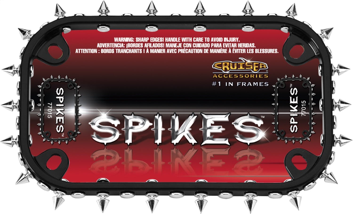Cruiser Accessories 77015 MC Spikes License Plate Frame (Chrome/Black)