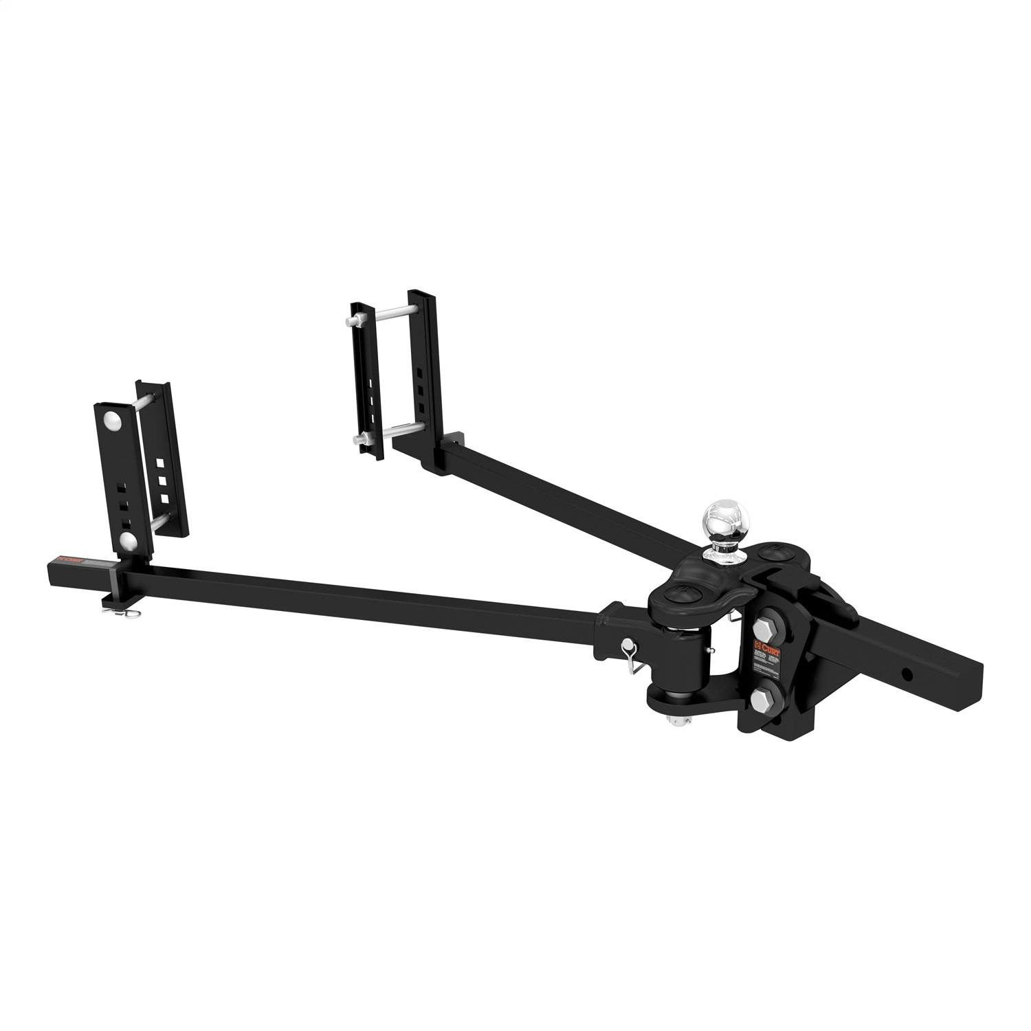 CURT 17501 TruTrack Trunnion Bar Weight Distribution Hitch Black with Sway Control 2-5/16-Inch Ball 2-Inch Shank Up to 15,000 lbs 