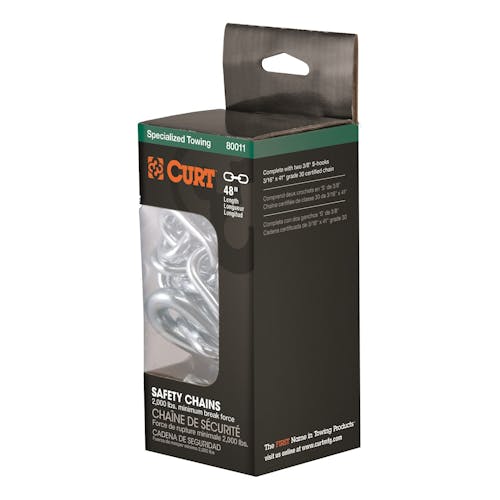 CURT 80302 35 Safety Chain with 1 Clevis Hook (7,800 lbs, Clear Zinc)