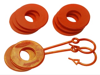 Daystar KU70059FA Fluorescent Orange Locking D Ring Isolator Pair w/Washer Kit