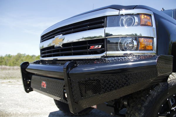 Fab Fours CH08-S2061-1 Black Steel Bumper with No Guard with Tow Hooks