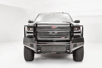 Fab Fours CS16-K3860-1 Black Steel Full Grill Guard Bumper with Tow Hooks
