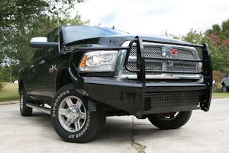 Fab Fours DR10-S2960-1 Black Steel Bumper with Full Guard with Tow Hooks